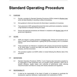 Superb Standard Operating Procedure Template Routine Lines Sop