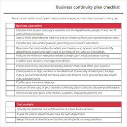 Capital Free Sample Business Continuity Plan Templates In Template Checklist Simple Planning Contingency