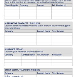 Magnificent Business Continuity Plan Template In Word And Formats Page Of Contacts