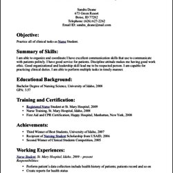 Student Nurse Resume Template Free Samples Examples Format