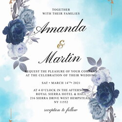Swell Printable Wedding Invitation Templates Romantic Blue Roses