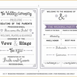 Free Event Program Templates Word Wedding Template Microsoft Programs Printable Invitations Incredible