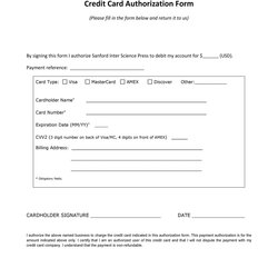 Wonderful Credit Card Authorization Forms Templates Ready To Use Form Template Mb