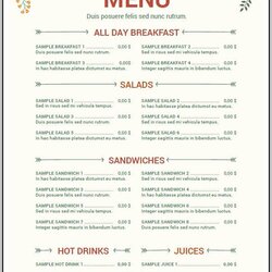 Find Free Menu Templates For Word In Sample Example