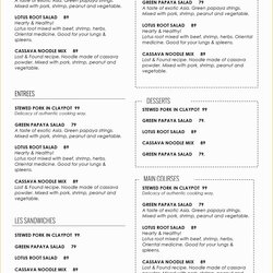 Matchless Menu Templates Free Printable Catering Of Restaurant Menus