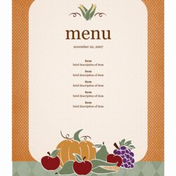 Free Restaurant Menu Templates Word Excel Formats Template Microsoft Fall Breakfast Sample Autumn Printable