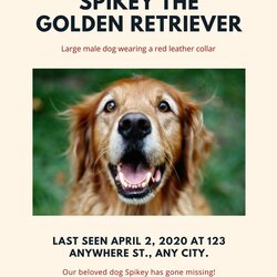 Free Printable Lost Dog Flyer Templates Flyers Red Beige Bone Border Photo