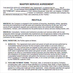 Free Sample Master Service Agreement Templates In Ms Word Contract
