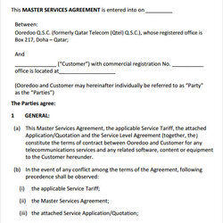 Peerless Master Service Agreement Free Doc Download Sample Templates Contract Template