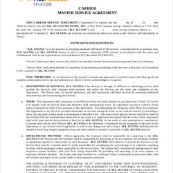 Supreme Master Service Agreement With Government Template Carrier