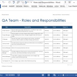 The Highest Standard Roles And Responsibilities Template Team Role