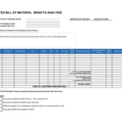 Superlative Free Bill Of Material Templates Excel Word Materials Template Kb