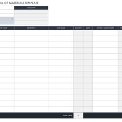 Tremendous Bill Of Materials Sheet Single Level Template