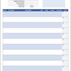 Great Bill Of Material Invoice Templates Free Docs Samples Template Materials Excel Construction List Format