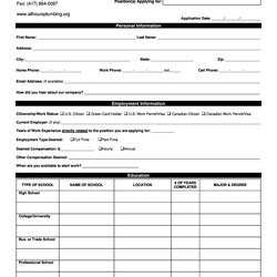 Printable Blank Job Applications Business Form Letter Template