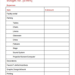 Event Planning Budget Template Doc