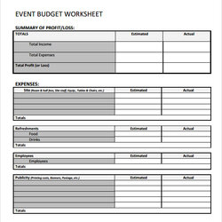 Download Event Planning Budget Worksheet Template Free