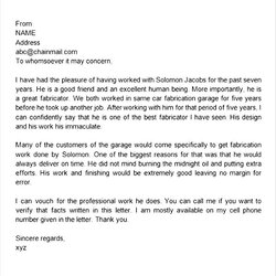 Super Sample Personal Reference Letter For Family Member Of Recommendation