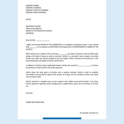Admirable Free Personal Letter Of Recommendation For Family Member Template Graduate School