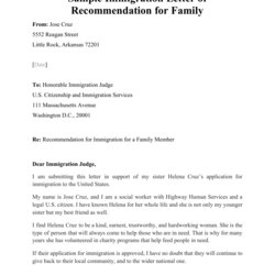 Superb Immigration Letter Of Support For Family Member Sample Recommendation Print Big