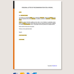 Worthy Free Personal Letter Of Recommendation For Family Member Template Friend