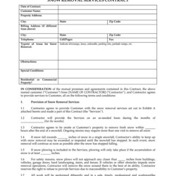 Supreme Snow Removal Contract Fill Online Printable Blank Large