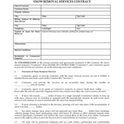 Superb Snow Removal Contract Form Agreement Template Sample