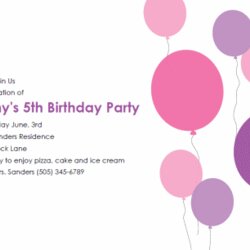 Superb Free Printable Kids Birthday Party Invitations Templates Invitation Pink Invites Balloon Balloons