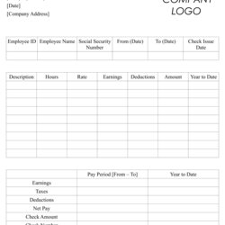 Eminent Best Free Printable Blank Paycheck Stubs For At Stub Check Template