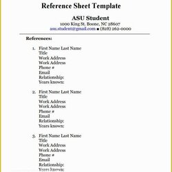Cool Free Professional References Template Of Sample Reference Sheet Job Templates Word List Example Letter