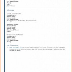 High Quality Professional Reference List Template Word Business Employment Of References Format