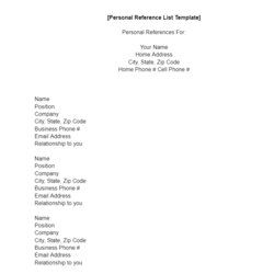 Champion Professional References Template For Your Job Application Monday Blog Personal Reference List