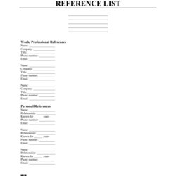 Sterling Free Reference List Template Word