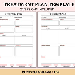 Treatment Plan Template Printable Therapist
