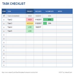 Admirable Task List Excel Templates Template Project Checklist