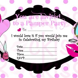 Great Pamper Party Invitation Girls Invitations Templates Birthday Printable Invite Makeup Spa Make Invites