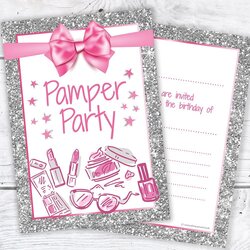 Smashing Pamper Party Free Birthday Invitations Girls Invites Invitation Template Silver Glitter Pack Write