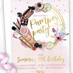 Out Of This World Pamper Party Invitations Make Up