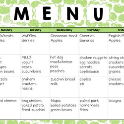 Matchless Make Easy Meal Plans With This Free Weekly Template The Super Teacher Plan Daycare Toddlers Menu
