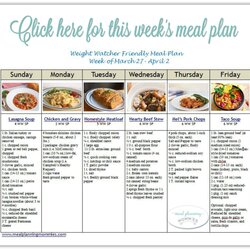 Outstanding Weight Watcher Friendly Meal Plan With Freestyle Smart Points Watchers Plans Week Printable List