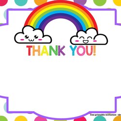 Cool Free Printable Rainbow Invitation Template Thank You Card Ball