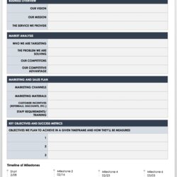 Matchless Free One Page Business Plan Templates
