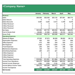 Printable Income Statement Template