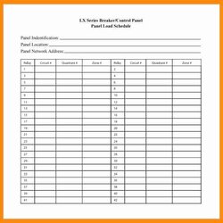 Square Panel Schedule Template Excel