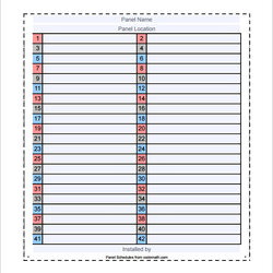 Very Good Panel Schedule Template Square Printable Electrical Breaker Circuit Label Labels Directory