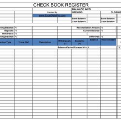 Great Check Register Template Excel Database Checkbook Printable Source