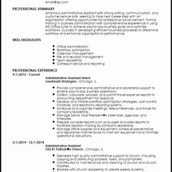 Brilliant Entry Level Resume Template In Job Assistant Administrative Sample Cleaning Spreadsheet Formatted