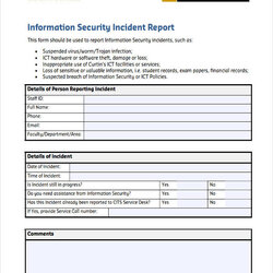Out Of This World Security Incident Report Template Business Information Word Templates It