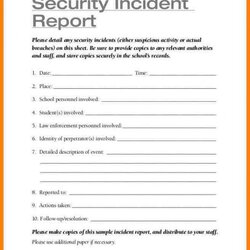 Cool Security Incident Report Template Business Guard Sample Accident Templates Example Form Reporting