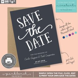Eminent Save The Date Printable Template For Microsoft Word Carla Style Gray